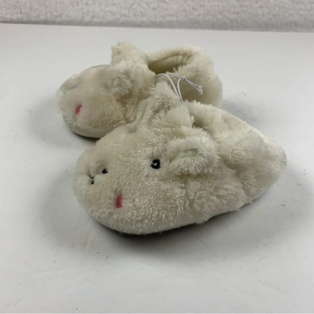 HARPER CANYON Ivory White Soft Cozy Fluffy Bunny Animal Slippers 5 D‎ NWOB 7440